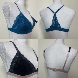 2-pack Women Lace Bralette Sexy Bra Floral Lingerie Sleepwear Night Top LARGE